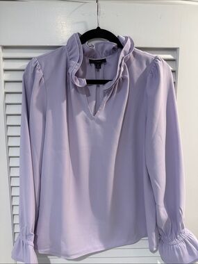 J. Crew Light Lavender Ruffle-Trim Long Sleeve Blouse